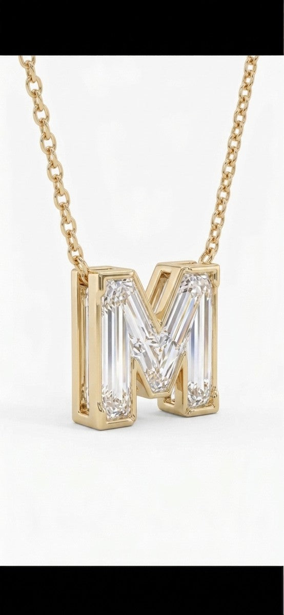 Diamond Letter Pendant Necklace, in 14K Yellow Gold | RockHer