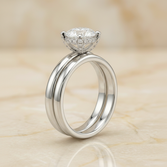 The Lana Matching Wedding Band, Round in 18K White Gold