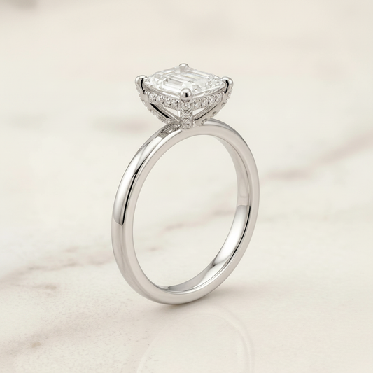 The Lana Matching Wedding Band, Emerald in Platinum