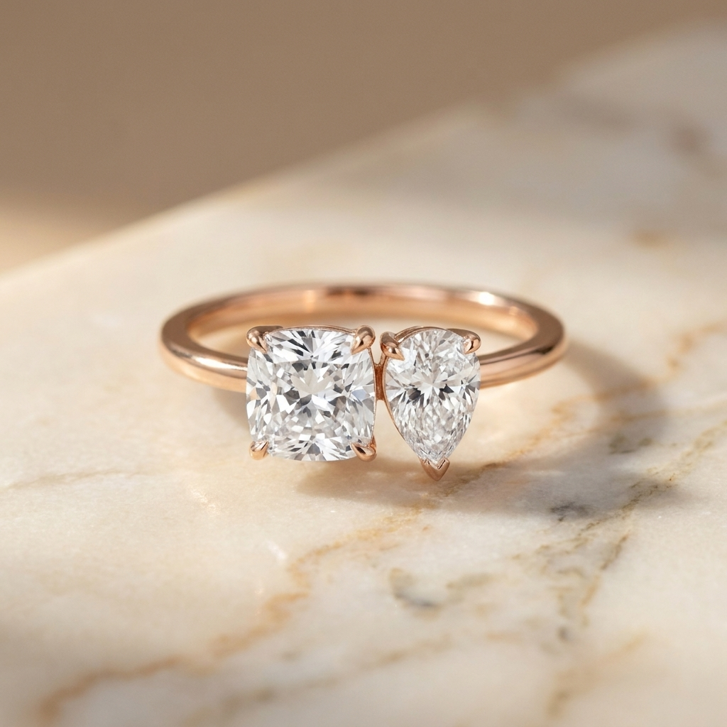 The Lauryn cushion engagement ring setting in 14K Rose Gold | RockHer