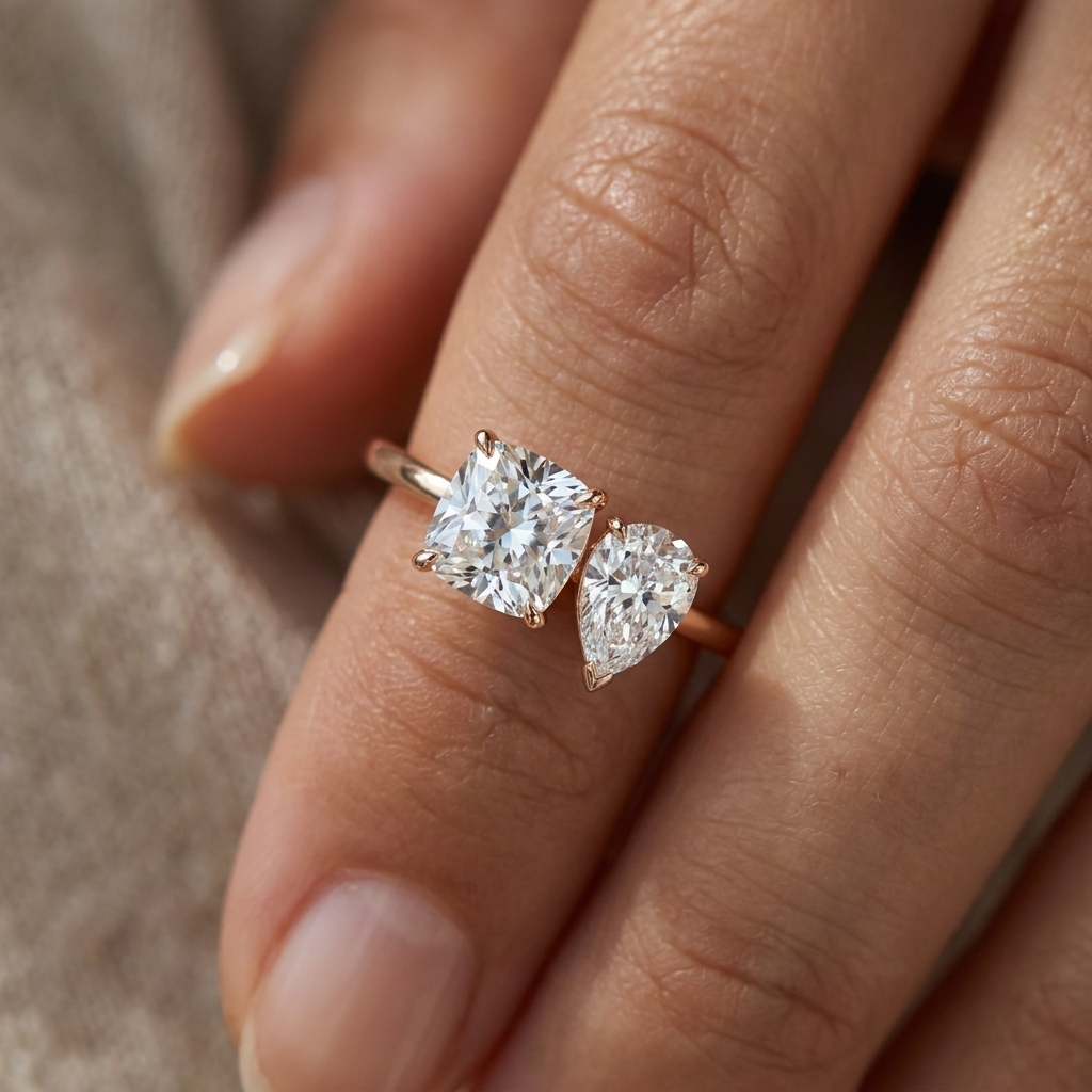 The Lauryn setting for cushion diamonds, made to order in 14K Rose Gold | RockHer