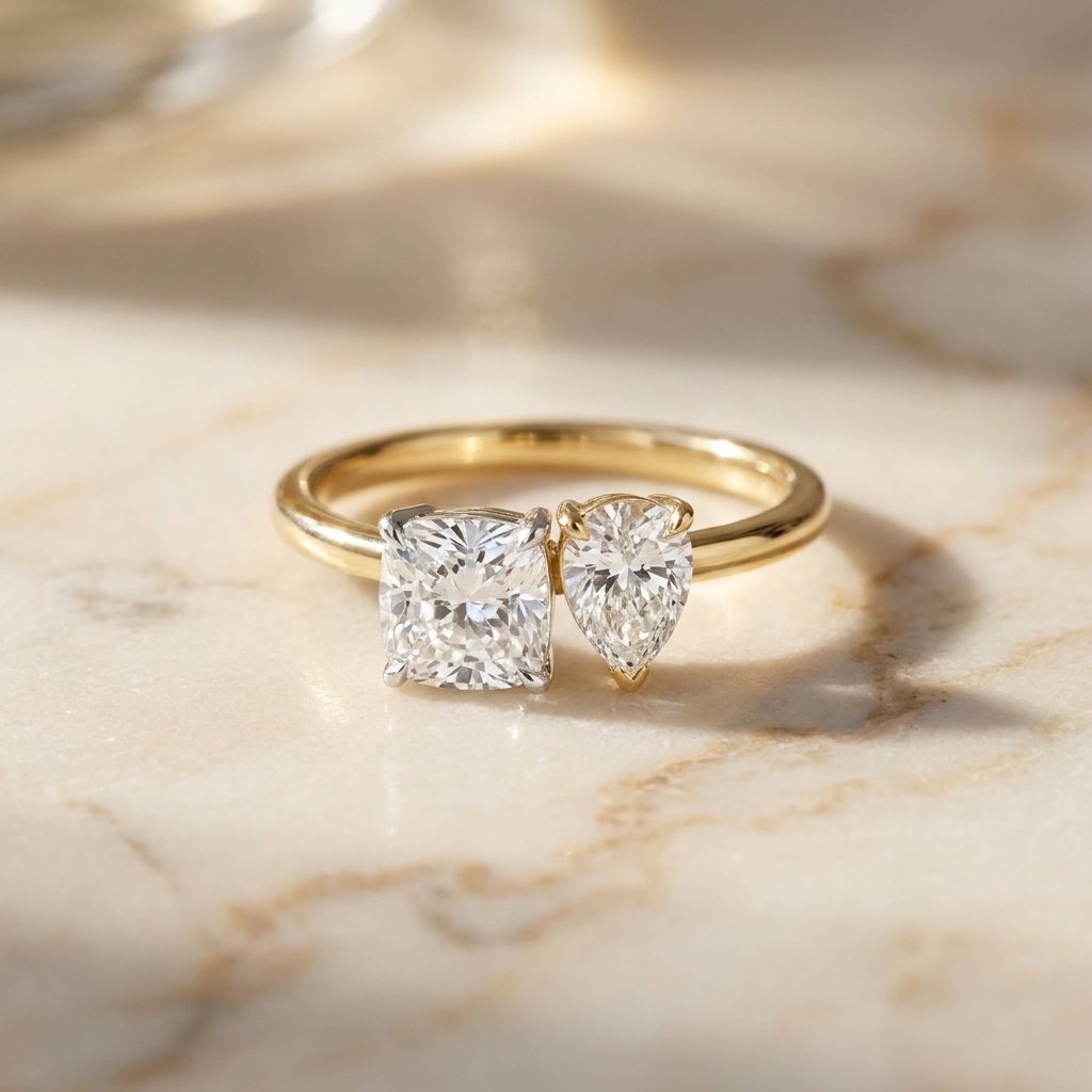 The Lauryn cushion engagement ring setting in 18K White Gold | RockHer