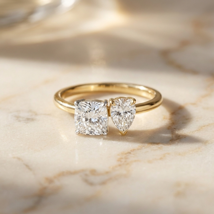 The Lauryn cushion engagement ring setting in 18K White Gold | RockHer