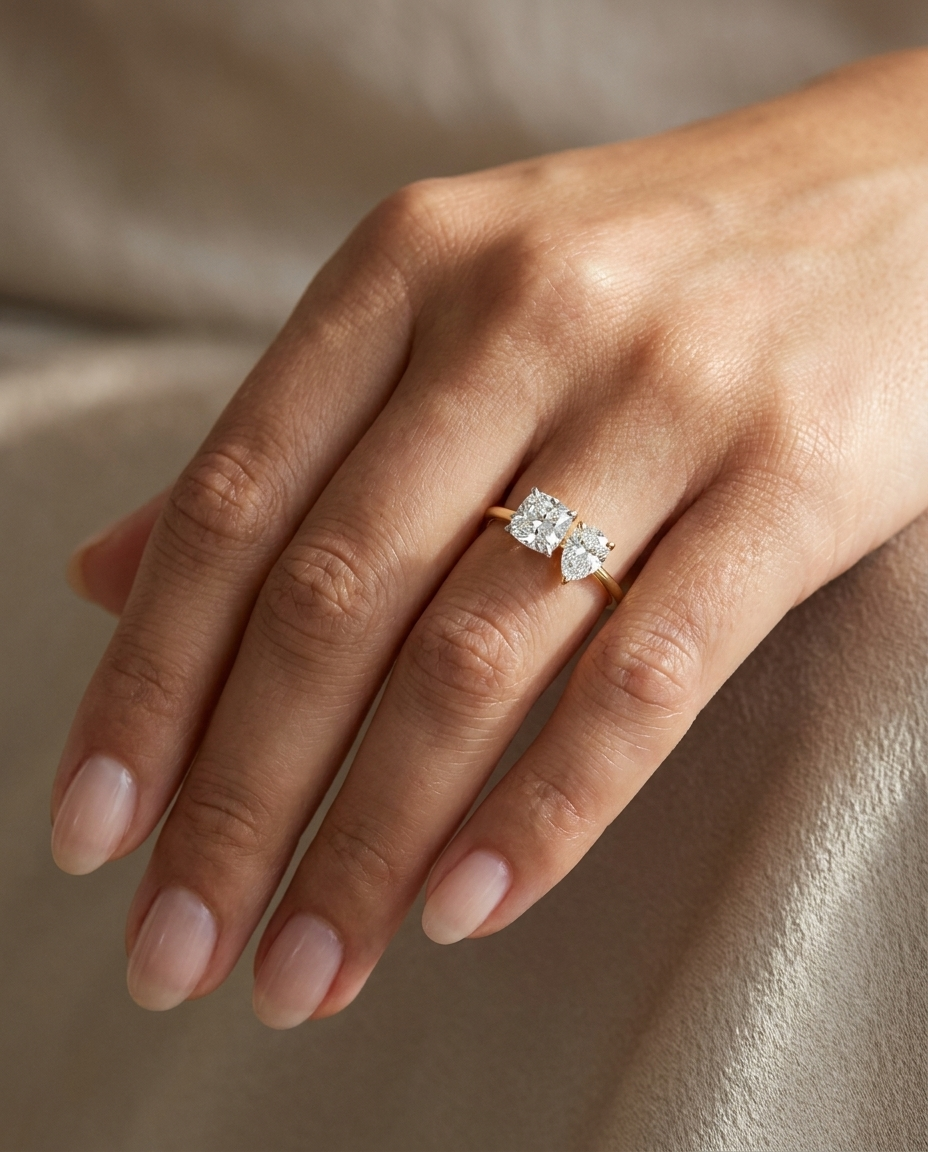 18K White Gold band of The Lauryn cushion engagement ring setting | RockHer