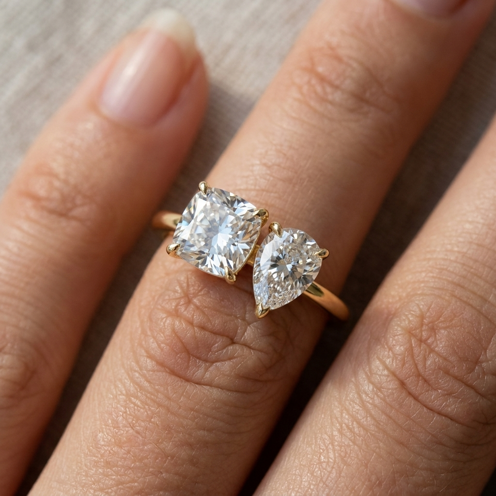 The Lauryn setting for cushion diamonds, made to order in 18K Yellow Gold | RockHer