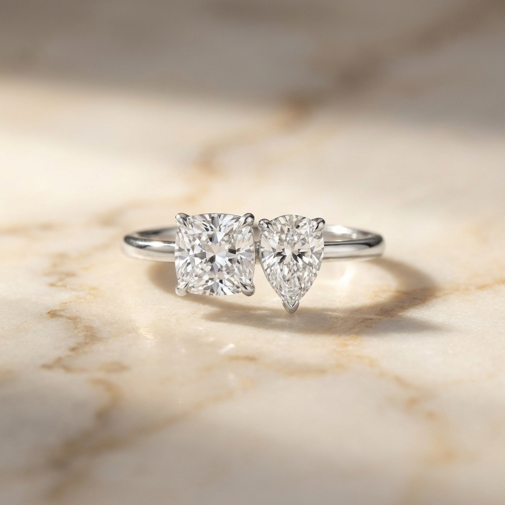 The Lauryn cushion engagement ring setting in Platinum | RockHer