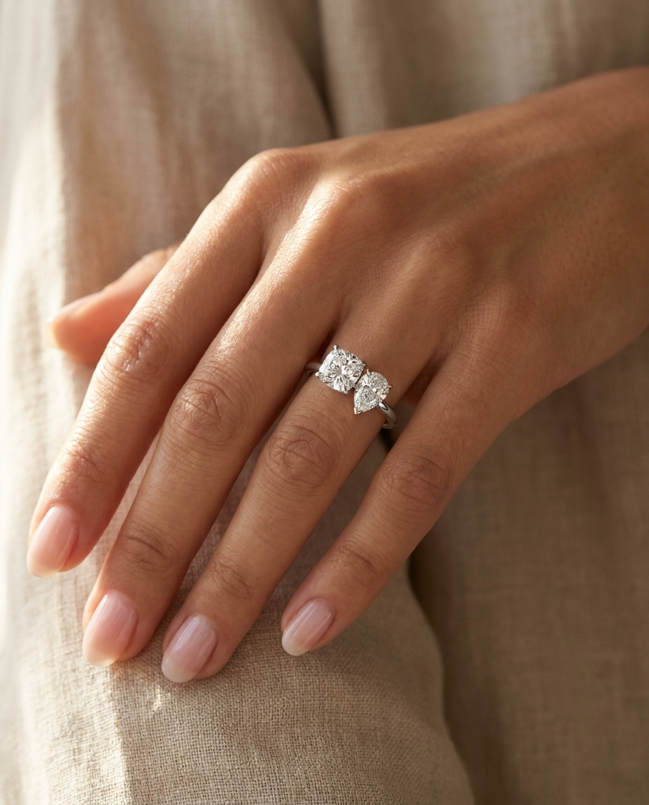 Platinum band of The Lauryn cushion engagement ring setting | RockHer