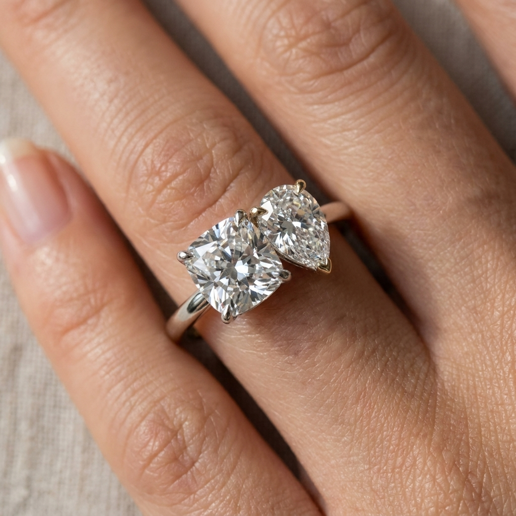 The Lauryn setting for cushion diamonds, made to order in Platinum | RockHer