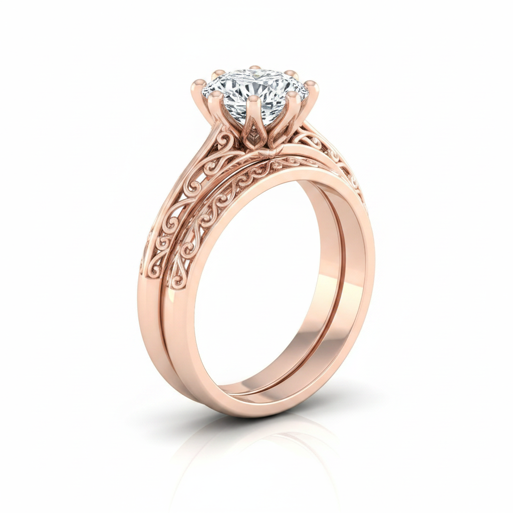 The Layla Matching Wedding Band, Cushion in 14K Rose Gold