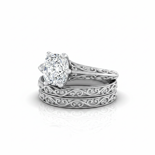 The Layla Matching Wedding Band, Cushion in 18K White Gold
