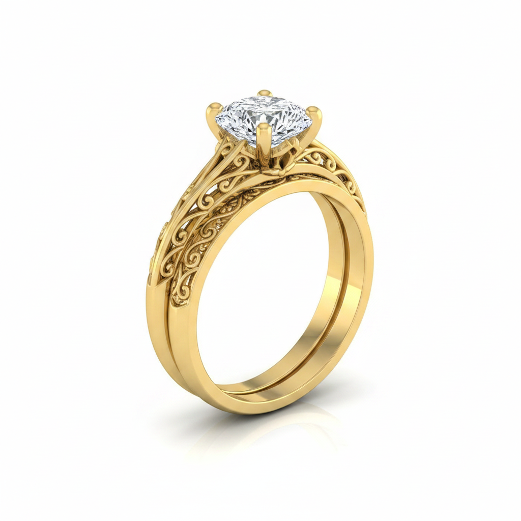 The Layla Matching Wedding Band, Cushion in 18K Yellow Gold