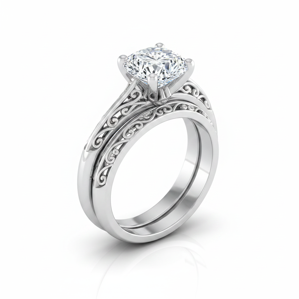 The Layla Matching Wedding Band, Cushion in Platinum