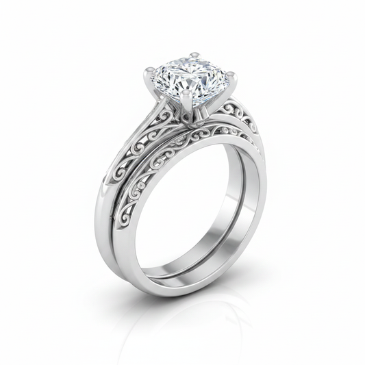 The Layla Matching Wedding Band, Cushion in Platinum