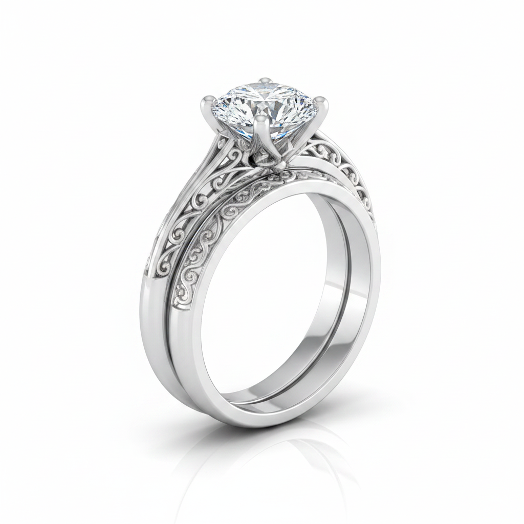 The Layla Matching Wedding Band, Round in Platinum