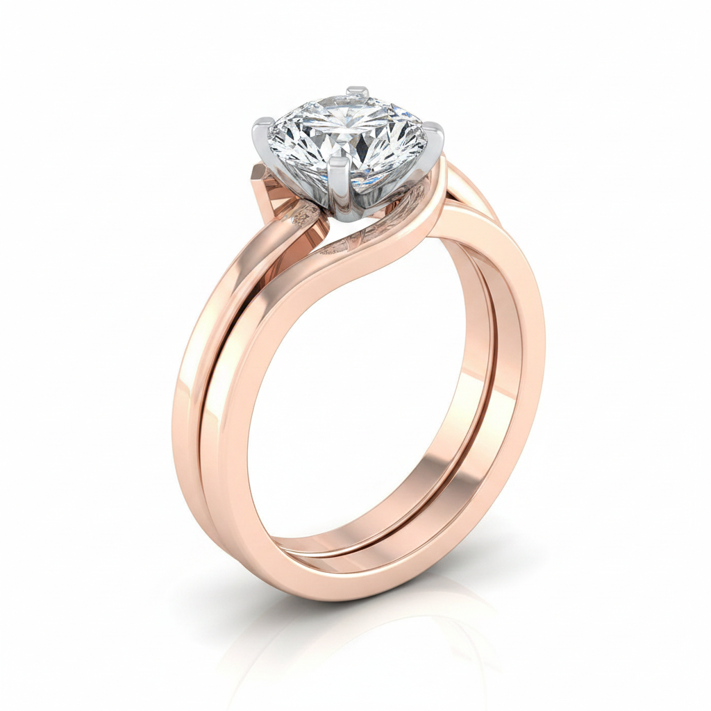 The Leah Matching Wedding Band, Round in 14K Rose Gold
