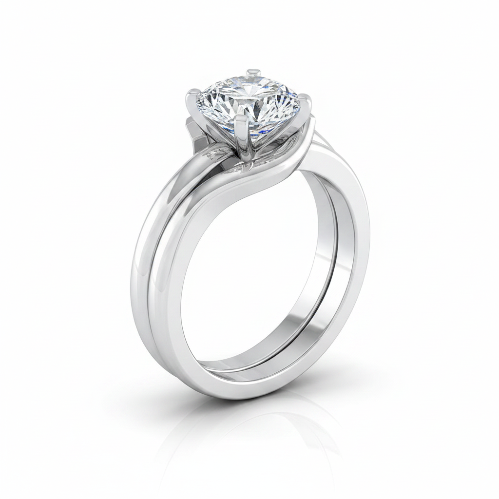 The Leah Matching Wedding Band, Round in 18K White Gold