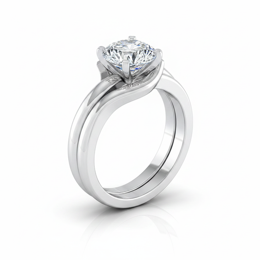 The Leah Matching Wedding Band, Round in 18K White Gold
