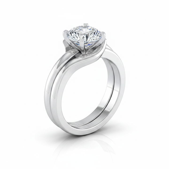 The Leah Matching Wedding Band, Round in 18K White Gold | RockHer