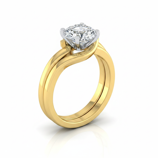 The Leah Matching Wedding Band, Round in 18K Yellow Gold