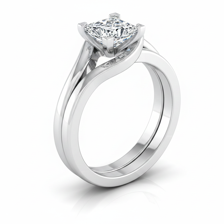 The Leah Matching Wedding Band, Princess in Platinum | RockHer