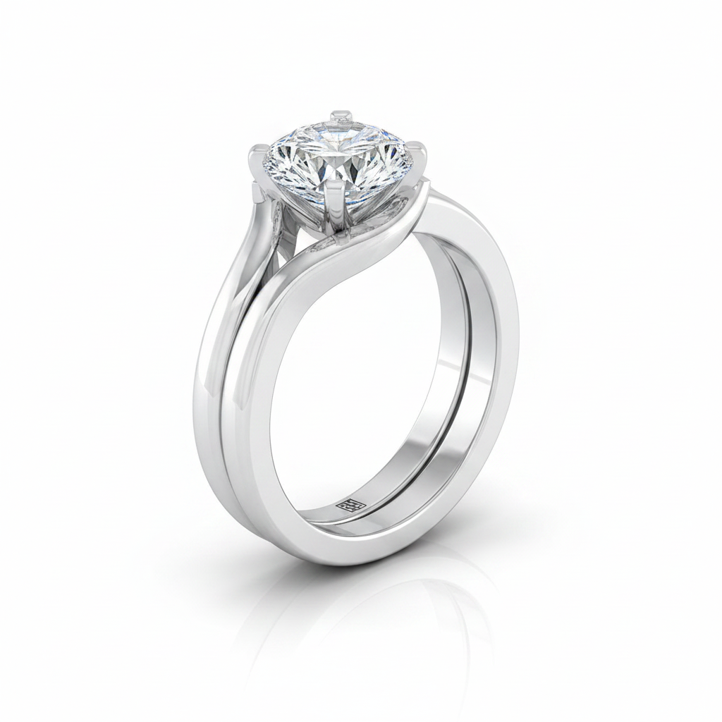 The Leah Matching Wedding Band, Round in Platinum