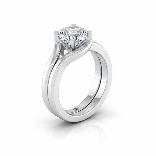 The Leah Matching Wedding Band, Round in Platinum