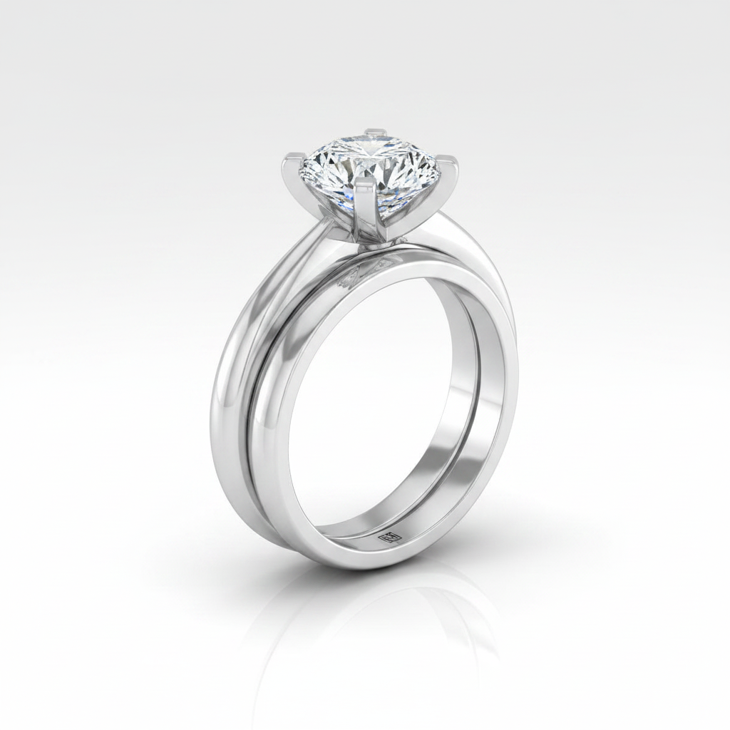 The Leonora Matching Wedding Band, Round in 18K White Gold