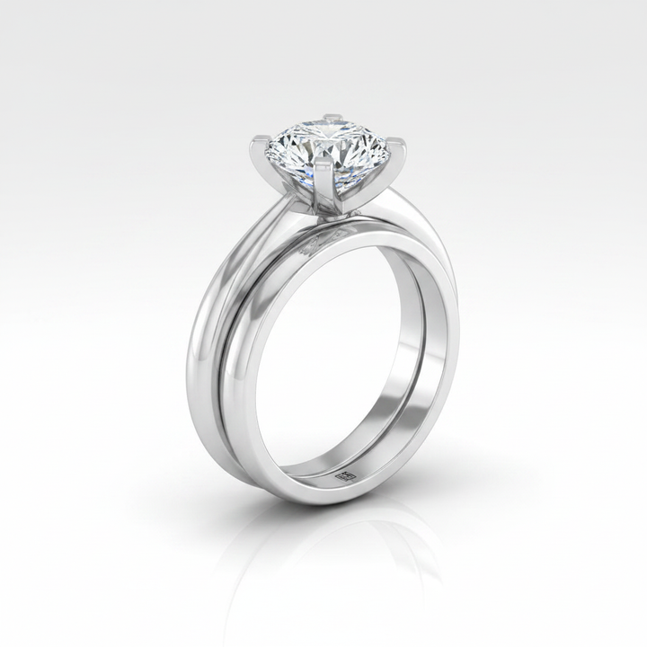 The Leonora Matching Wedding Band, Round in 18K White Gold | RockHer