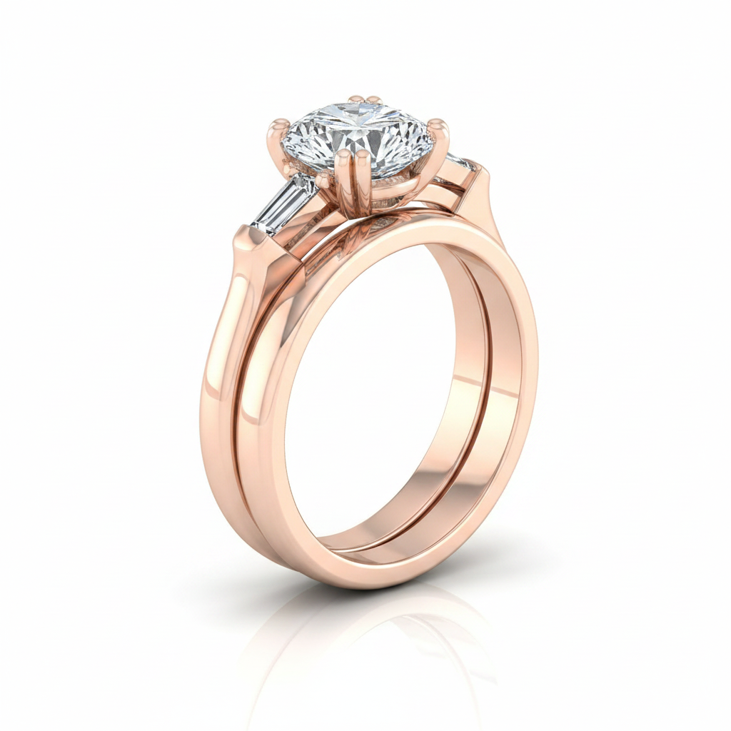 The Lily Matching Wedding Band, Round in 14K Rose Gold