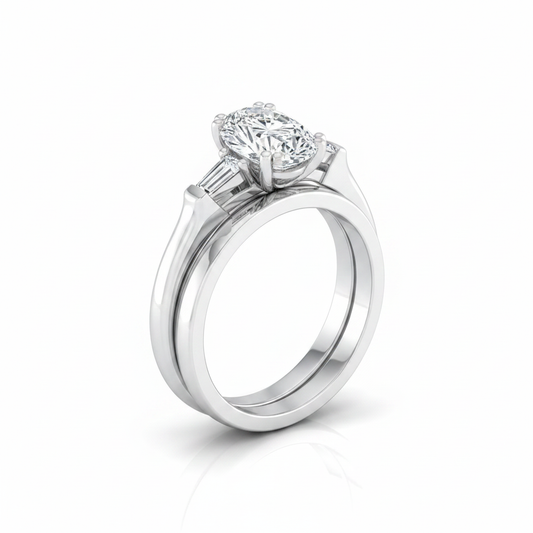 The Lily Matching Wedding Band, Oval in 18K White Gold