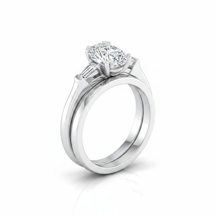 The Lily Matching Wedding Band, Oval in 18K White Gold | RockHer