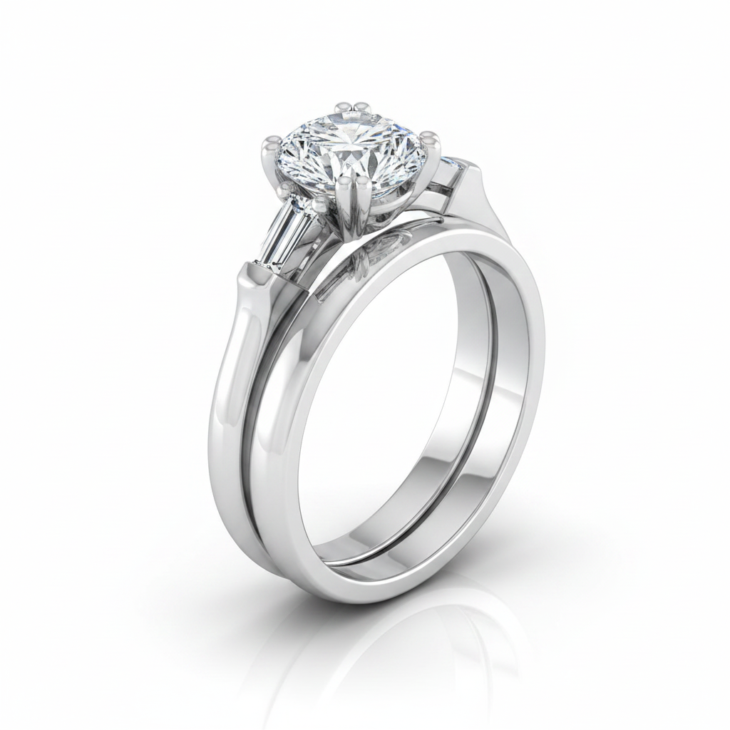 The Lily Matching Wedding Band, Round in 18K White Gold