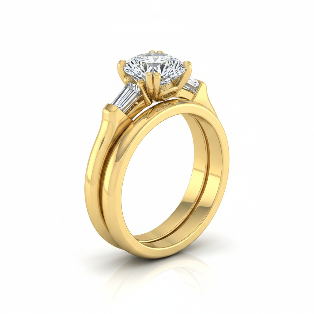 The Lily Matching Wedding Band, Round in 18K Yellow Gold