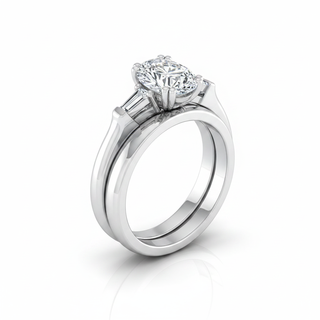 The Lily Matching Wedding Band, Oval in Platinum