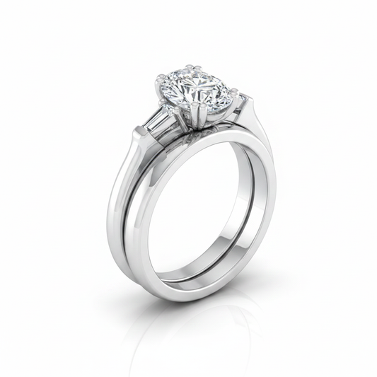 The Lily Matching Wedding Band, Oval in Platinum