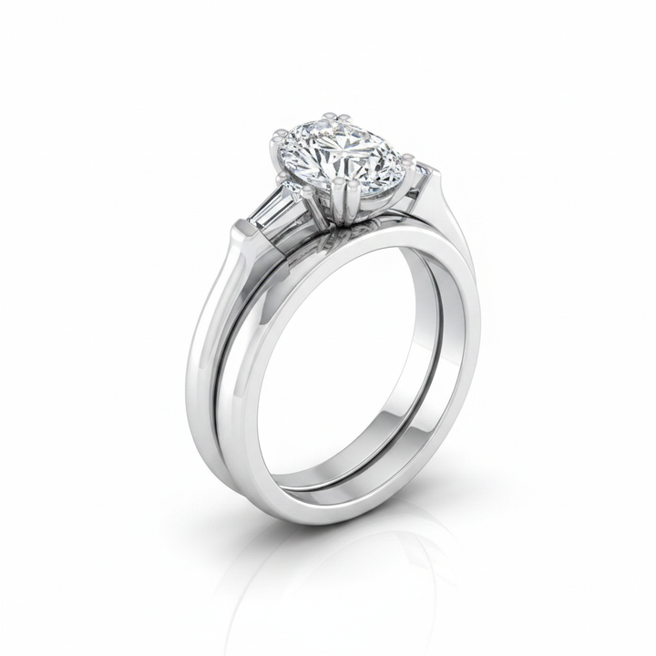 The Lily Matching Wedding Band, Oval in Platinum
