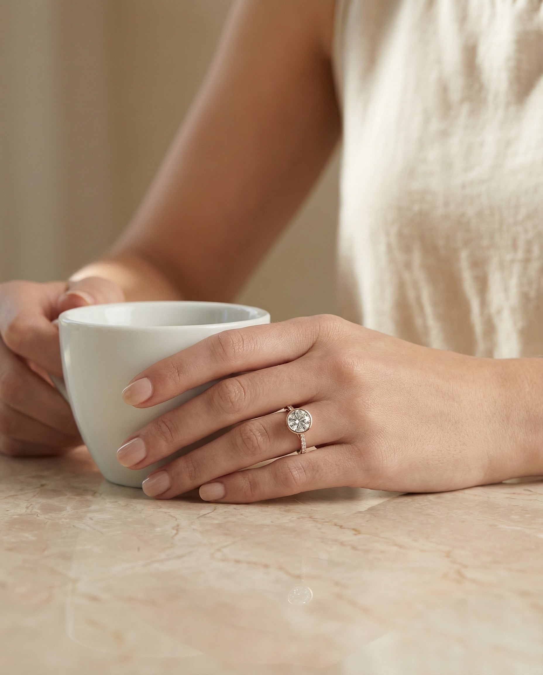 Made to order: The Cappella round engagement ring setting in 14K Rose Gold | RockHer