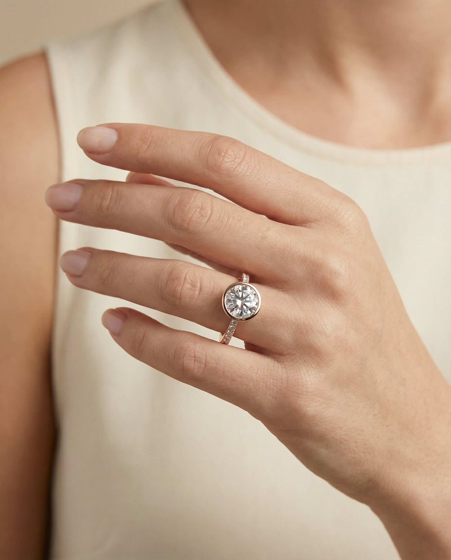 The Cappella setting for round diamonds, made to order in 14K Rose Gold | RockHer