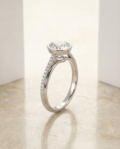 The Cappella Select Bezel Solitaire Engagement Ring with Lab Diamond in 18K White Gold — view 2