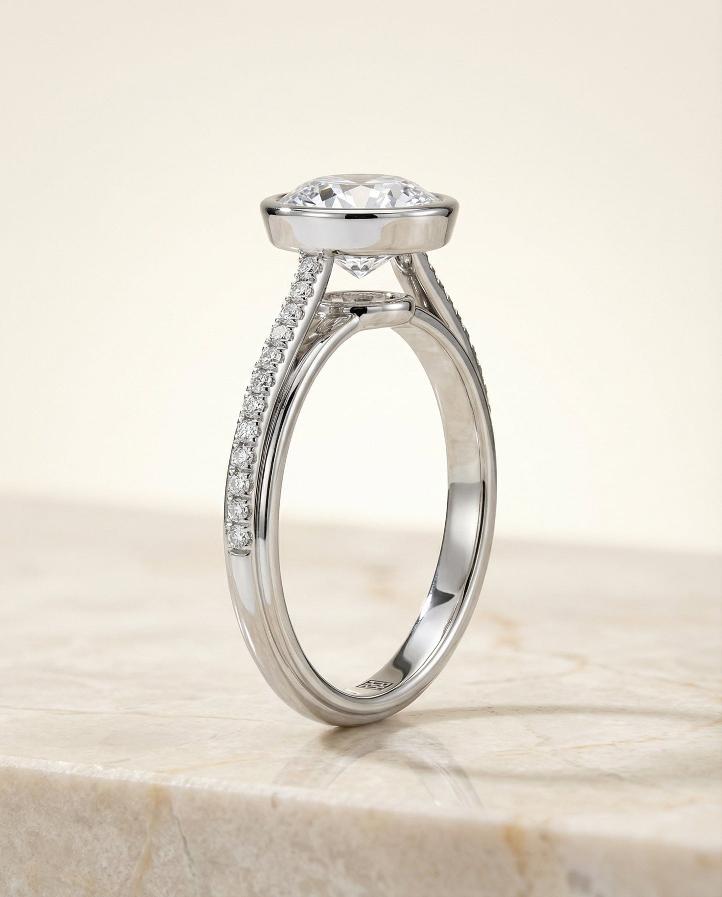 The Cappella Select Bezel Solitaire Engagement Ring with Lab Diamond in 18K White Gold — view 6