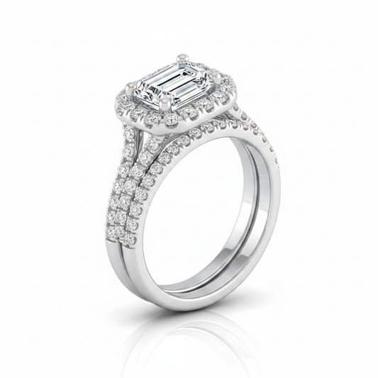 The Lira Matching Wedding Band, Emerald in 18K White Gold