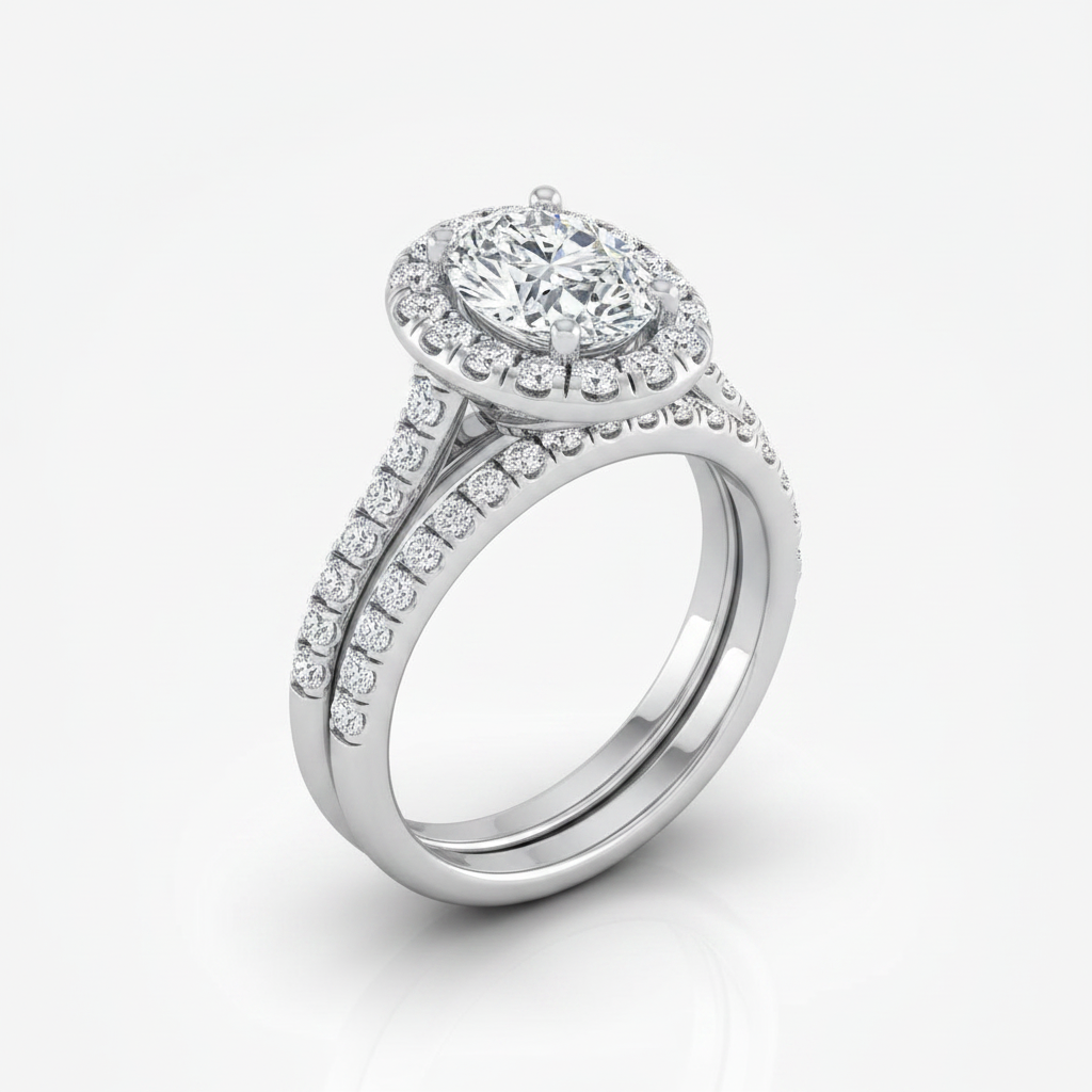 The Lira Matching Wedding Band, Oval in 18K White Gold