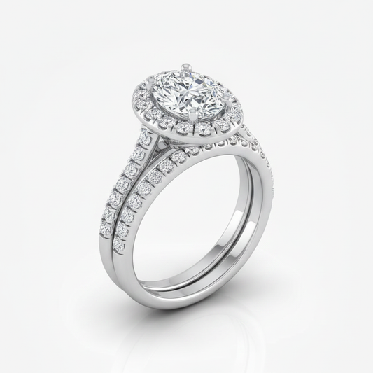 The Lira Matching Wedding Band, Oval in 18K White Gold