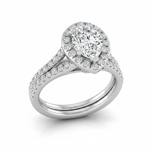The Lira Matching Wedding Band, Pear in 18K White Gold