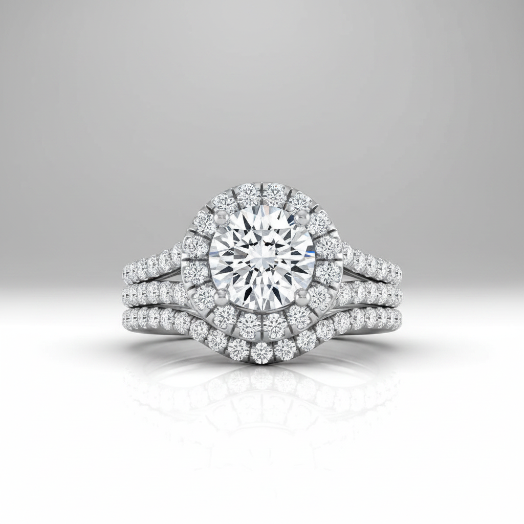 The Lira Matching Wedding Band, Round in 18K White Gold