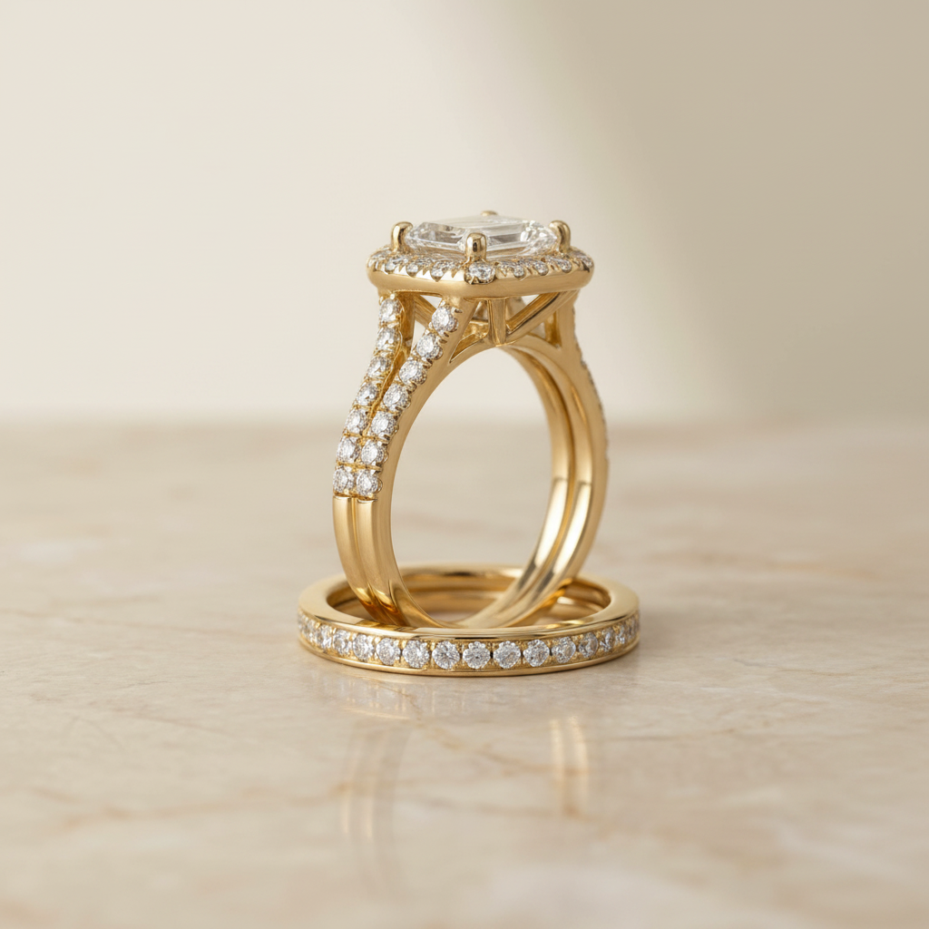 The Lira Matching Wedding Band, Emerald in 18K Yellow Gold