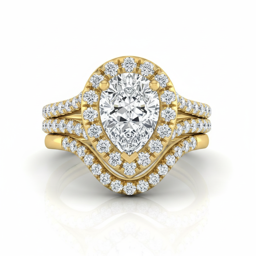 The Lira Matching Wedding Band, Pear in 18K Yellow Gold
