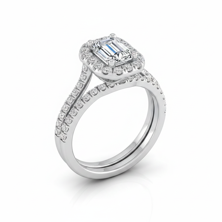 The Lira Matching Wedding Band, Emerald in Platinum | RockHer