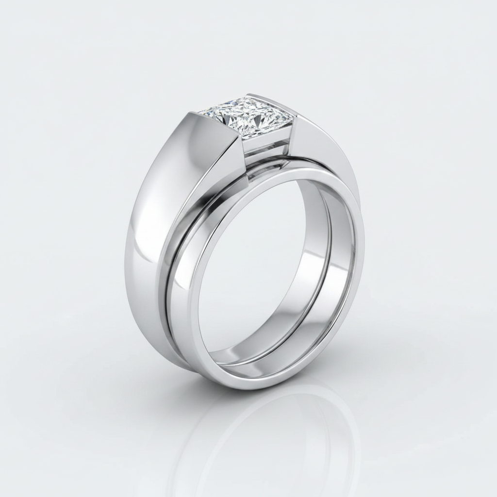 The Lola Matching Wedding Band, Princess in 18K White Gold