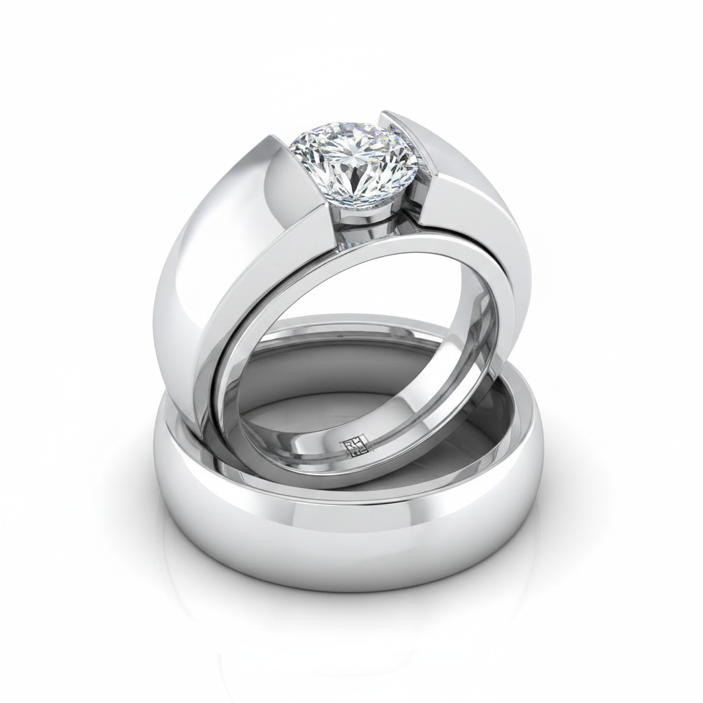 The Lola Matching Wedding Band, Round in 18K White Gold